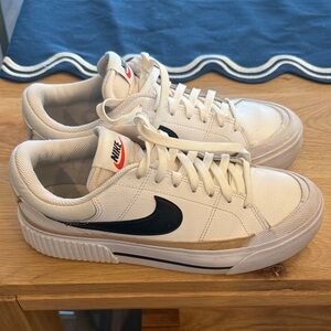 Nike White and Black Court Sneakers